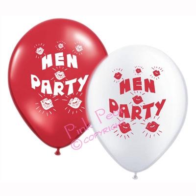 hen party balloons - red & white