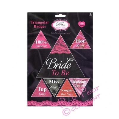 pack of 7 hen night triangular badges