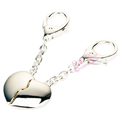 silver plated joining heart keyring