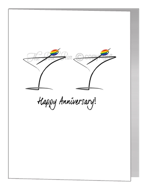 anniversary card - martini glasses with olive