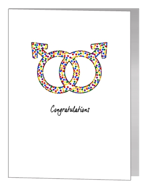 rainbow confetti male symbols card