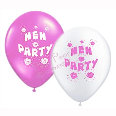 hen party balloons - pink & white