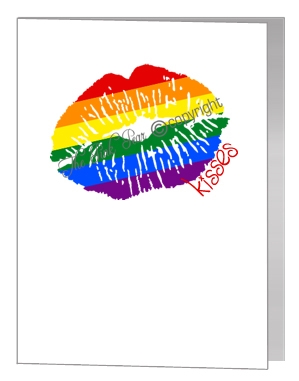 rainbow lips & kisses card