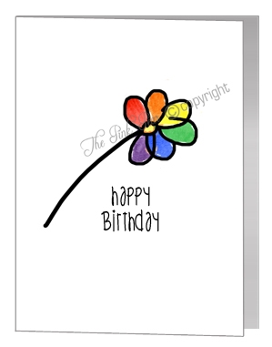 happy birthday single rainbow flower card