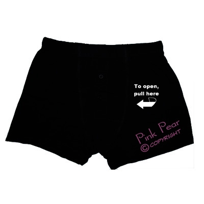 novelty pull here to open saucy fun design boxer shorts