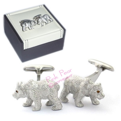 bear cufflinks in chrome