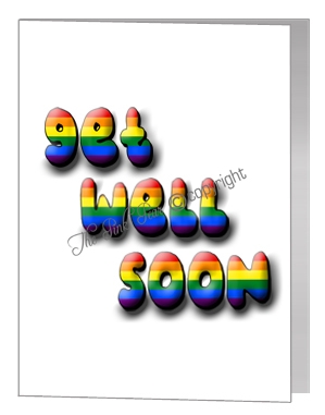 rainbow text - get well soon card