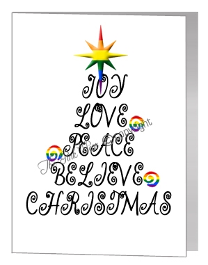 rainbow joy love christmas wording tree - pride xmas