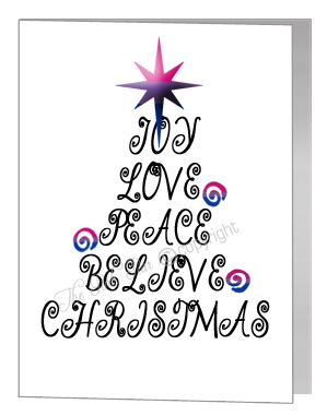 bisexual  joy love christmas wording tree card