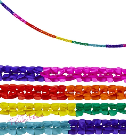 set of 2 rainbow garlands (3 metres)