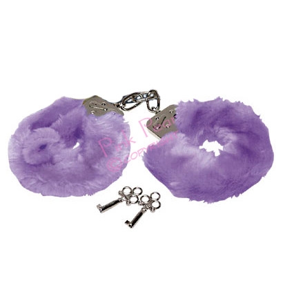 purple furry handcuffs
