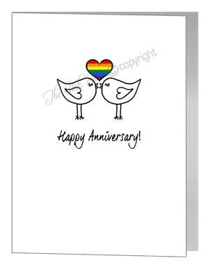 anniversary card - kissing lovebirds