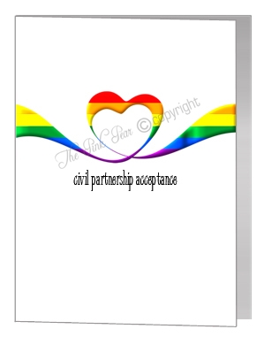 civil partnership acceptance rainbow heart ribbon card
