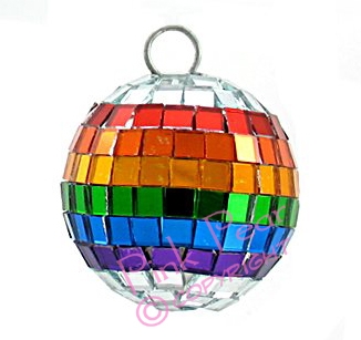 mini rainbow glitter disco ball