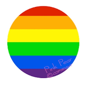 super size rainbow button badge