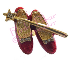 red ruby slippers brooch with wand
