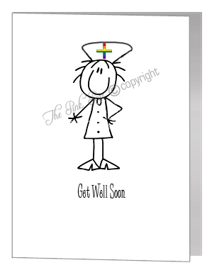 female nurse get well soon card