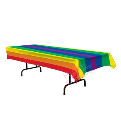 plastic rainbow pride tablecover