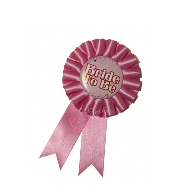 bride to be hen night pink rosette badge