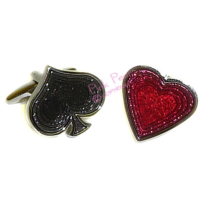 red hearts card suit cufflinks