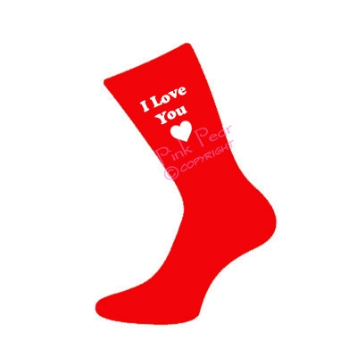 I love you heart design red valentine socks