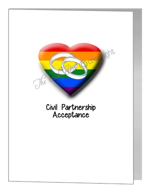 civil partnership acceptance heart & rings card