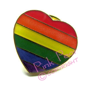 rainbow heart lapel pin