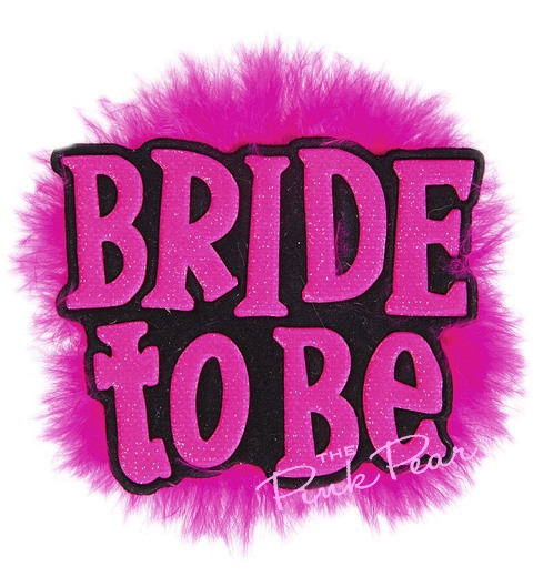 bride to be fluffy brooch (black & pink)