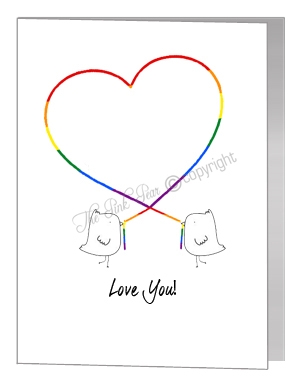 lovebirds with string heart card