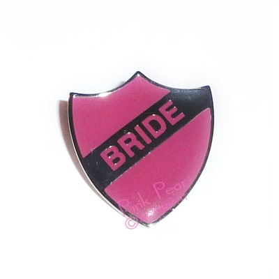 pink hen party retro enamel school badge - bride