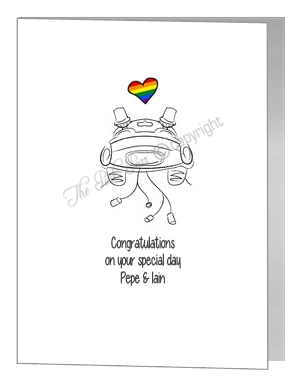gay grooms in car card