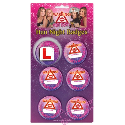 hen night badges (pack of 6)