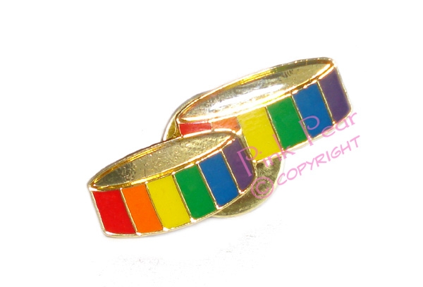 rainbow wedding rings lapel pin
