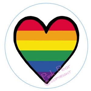 super size rainbow heart button badge