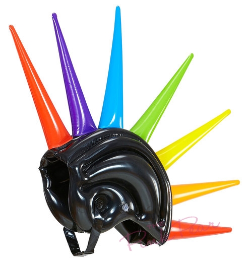 inflatable rainbow spikes helmet