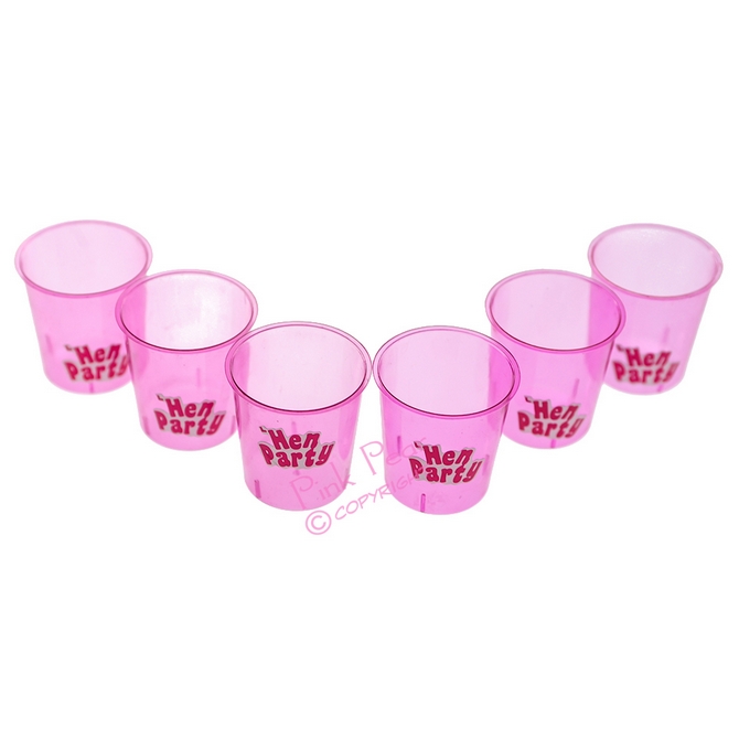 pink hen party shot glasses (6 pack)