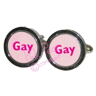 gay text cufflinks - pink