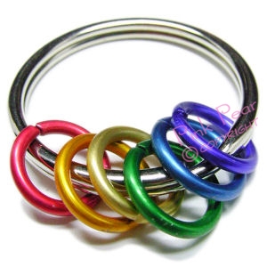 rainbow rings keyring - large