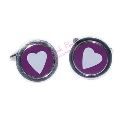 purple heart round cufflinks