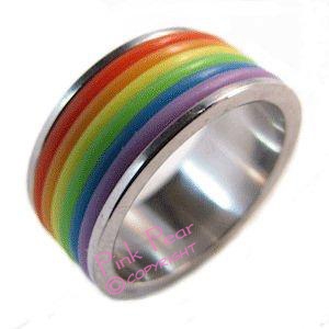 stainless steel rainbow ring