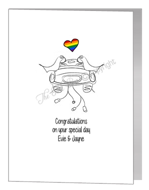 lesbian brides in car card