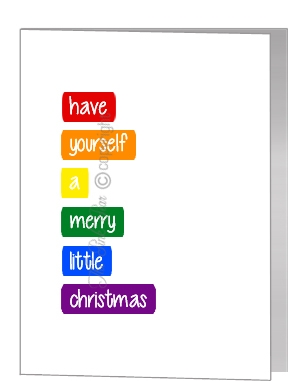 rainbow block text merry little christmas