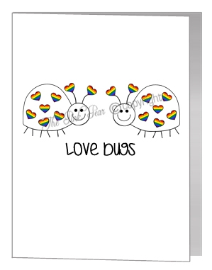 cute rainbow lovebugs card