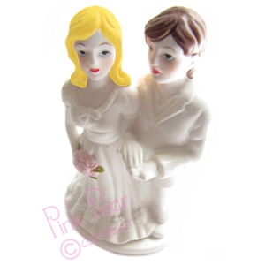 brides cake topper - lesbian couple (white outfits)