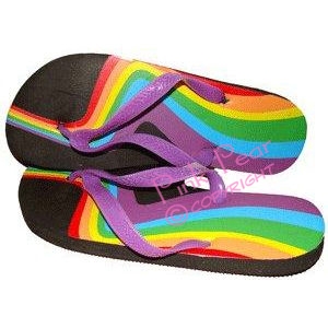 rainbow pride flip flops