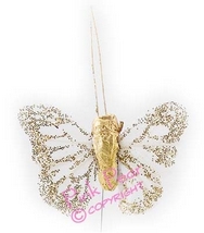 feather glitter butterfly - gold