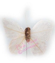 feather glitter butterfly - ivory (large)