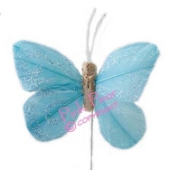 feather glitter butterfly - blue