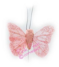 feather glitter butterfly - pink