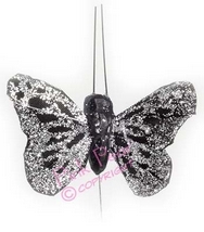 feather glitter butterfly - black